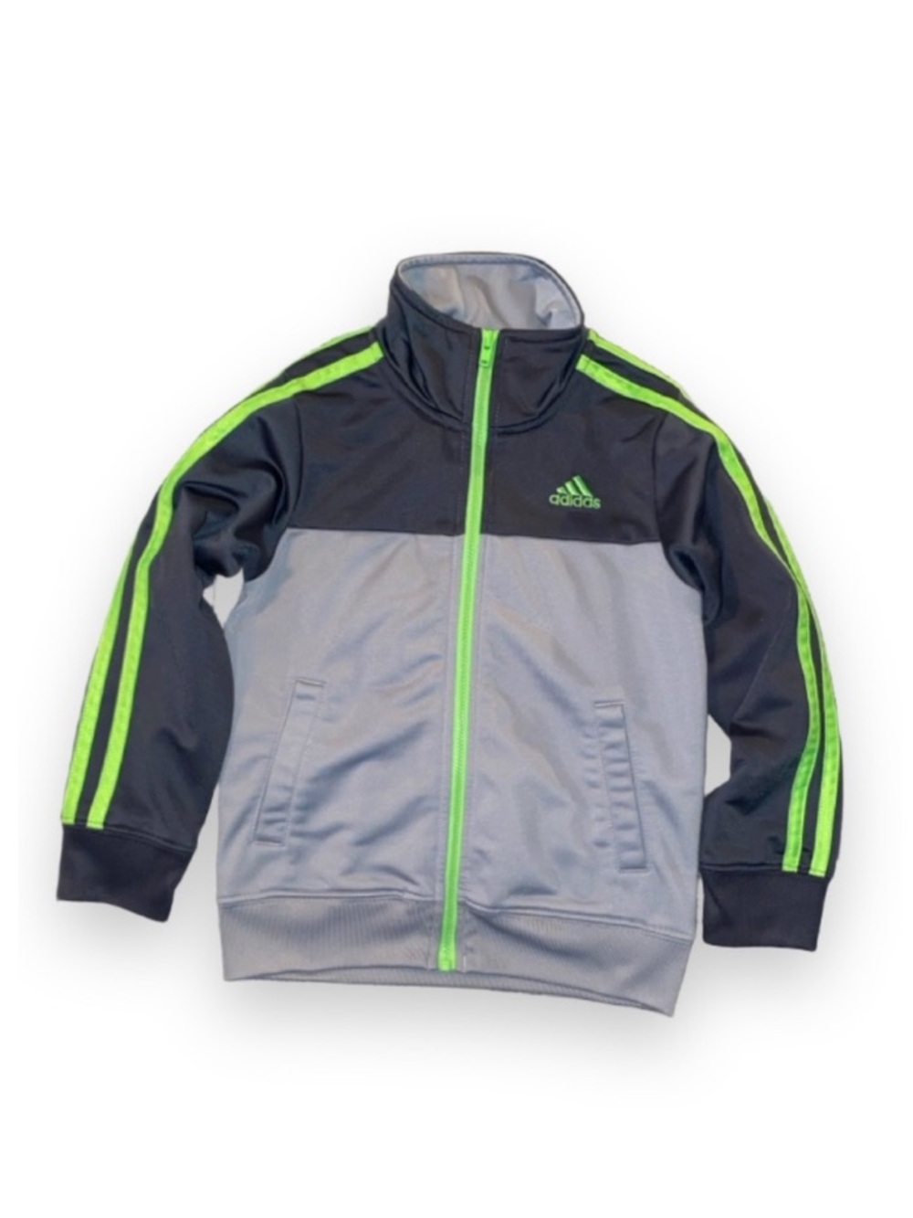 Adidas Kids' Grey & Neon Green Track Jacket